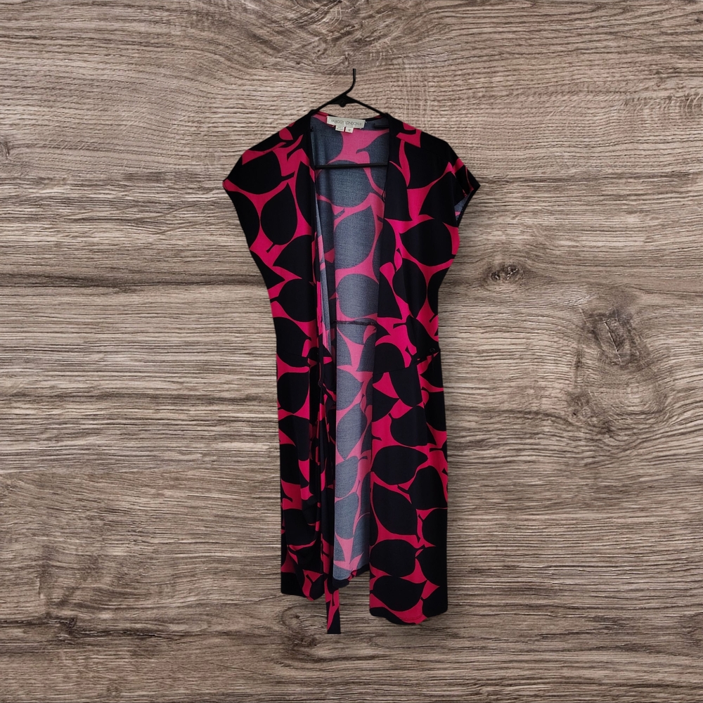 Maggy London Pink and Black Patterned stylish wrap dress LEGALLY BLONDE, BLONDIE